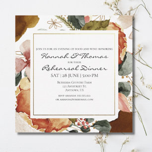 Invitation Aquarelle d'automne Dîner de répétition Mariage fl