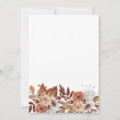 Invitation Aquarelle d'automne Fête des mariées florale blanc (Dos)