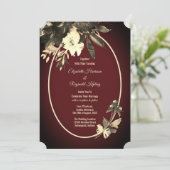Invitation Aquarelle d'automne Floral Bourgogne Mariage (Debout devant)