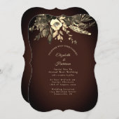 Invitation Aquarelle d'automne Floral Mocha Mariage Brown (Devant / Derrière)