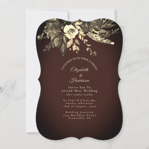 Invitation Aquarelle d'automne Floral Mocha Mariage Brown