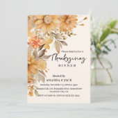 Invitation Aquarelle d'automne Floral Thanksgiving Dîner (Debout devant)