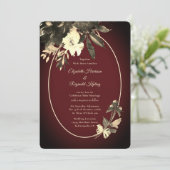 Invitation Aquarelle d'automne ivoire Floral Bourgogne Mariag (Debout devant)