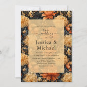 Invitation Aquarelle d'automne jaune orange Mariage floral (Devant)