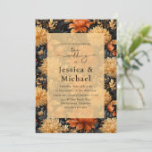 Invitation Aquarelle d'automne jaune orange Mariage floral (Debout devant)