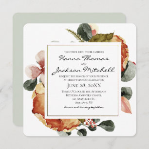Invitation Aquarelle d'automne Mariage floral