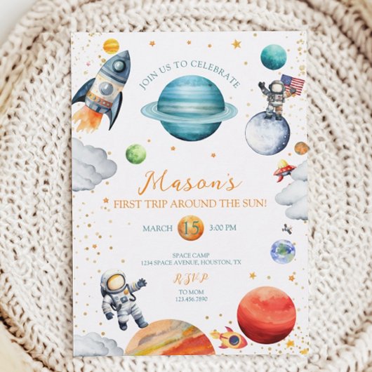 Invitation Aquarelle d'aventure cosmique Espace Anniversaire