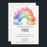 Invitation Aquarelle de 5e anniversaire Rainbow Kids<br><div class="desc">Amusant watercolor arc-en-ciel la fête des enfants. Disponible en téléchargement numérique imprimable. Idéal pour toute saison. Construisons quelque chose d'amusant pour votre petit à l'occasion de leur anniversaire ! Personnalisé,  personnalisé,  éditable téléchargement électronique aquarelle,  couleurs vives et pastel. illustration lunatique,  confetti,  script</div>