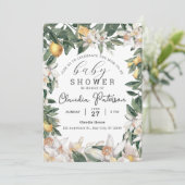 Invitation Aquarelle de Baby shower de citron tropical (Debout devant)