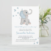 Invitation Aquarelle de Baby shower Eléphant Bleu Cute (Debout devant)