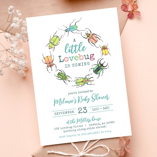 Invitation Aquarelle de baby shower Little Lovebug