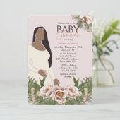 Invitation Aquarelle de Baby shower rose pâle Floral (Debout devant)