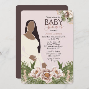 Invitation Aquarelle de Baby shower rose pâle Floral