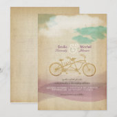 Invitation Aquarelle de bicyclette en tandem fantasque Mariag (Devant / Derrière)