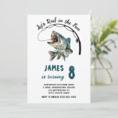 Invitation Aquarelle de bobine dans la pêche amusante Anniver (Debout devant)