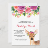Invitation Aquarelle de bois Baby shower de cerfs floraux Inv (Devant)