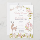 Invitation Aquarelle de bois Floral Baby Girl Douche (Devant)