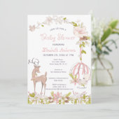 Invitation Aquarelle de bois Floral Baby Girl Douche (Debout devant)