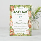 Invitation Aquarelle de bois Rustic Sweet Baby Boy Douche (Debout devant)