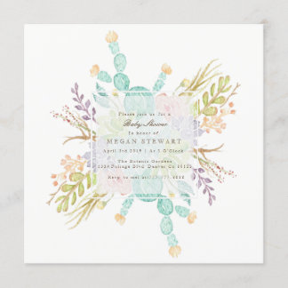 Invitation Aquarelle de bouquet Succulente | BABY SHOWER