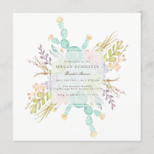 Invitation Aquarelle de bouquet Succulente FÊTE DES MARIÉES