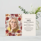 Invitation Aquarelle de Bourgogne Floral 60e anniversaire Pho (Debout devant)