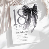 Invitation Aquarelle de Bow noir 18e anniversaire