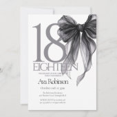 Invitation Aquarelle de Bow noir 18e anniversaire (Devant)