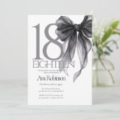 Invitation Aquarelle de Bow noir 18e anniversaire (Debout devant)