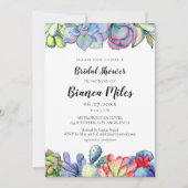 Invitation Aquarelle de cactus succulente Douche nuptiale (Devant)