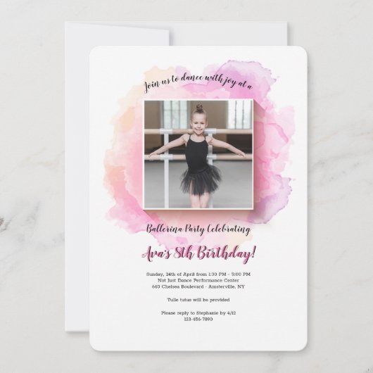 Invitation Aquarelle de cadre blanc Anniversaire (Devant)