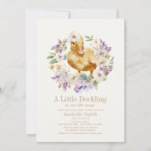 Invitation Aquarelle de canard Baby shower floral fille (Devant)