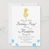 Invitation Aquarelle de canard peint première fête d'annivers (Devant)