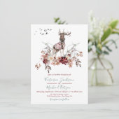 Invitation Aquarelle de cerf de bois Mariage hivernal (Debout devant)