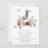 Invitation Aquarelle de cerf de bois Mariage hivernal (Devant)