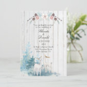 Invitation Aquarelle de cerf d'hiver sur Mariage de bois (Debout devant)