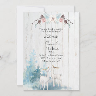 Invitation Aquarelle de cerf d'hiver sur Mariage de bois