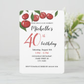 Invitation Aquarelle de cerises douces peinte à la main (Debout devant)