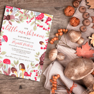 Invitation Aquarelle de champignons mignonne baby shower fore