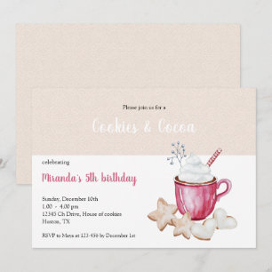 Invitation Aquarelle de chocolat chaud et de biscuits de Noël