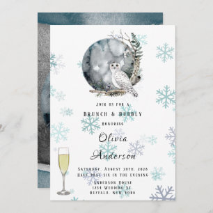 Invitation Aquarelle de Chouette des neiges d'hiver Brunch & 