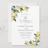 Invitation aquarelle de citron bleu méditerranéen mariage (Devant)