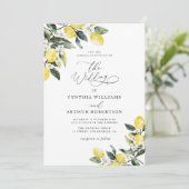 Invitation aquarelle de citron bleu méditerranéen mariage (Debout devant)