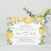 Invitation Aquarelle de citron classique Baby shower verdoyan (Debout devant)