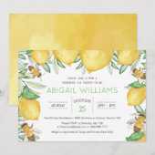 Invitation Aquarelle de citron classique Baby shower verdoyan (Devant / Derrière)