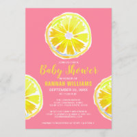 Aquarelle de citron tranches Baby shower rose