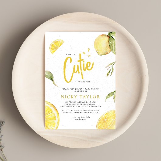 Invitation Aquarelle de citron Un petit Baby shower de citron