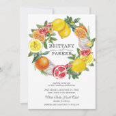 Invitation Aquarelle de Citrus Mariage de couronne botanique (Devant)