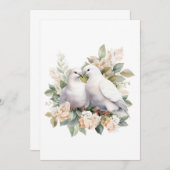 Invitation Aquarelle de colombes blanches mariages (Devant / Derrière)