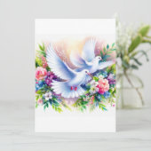 Invitation Aquarelle de colombes blanches mariages (Debout devant)